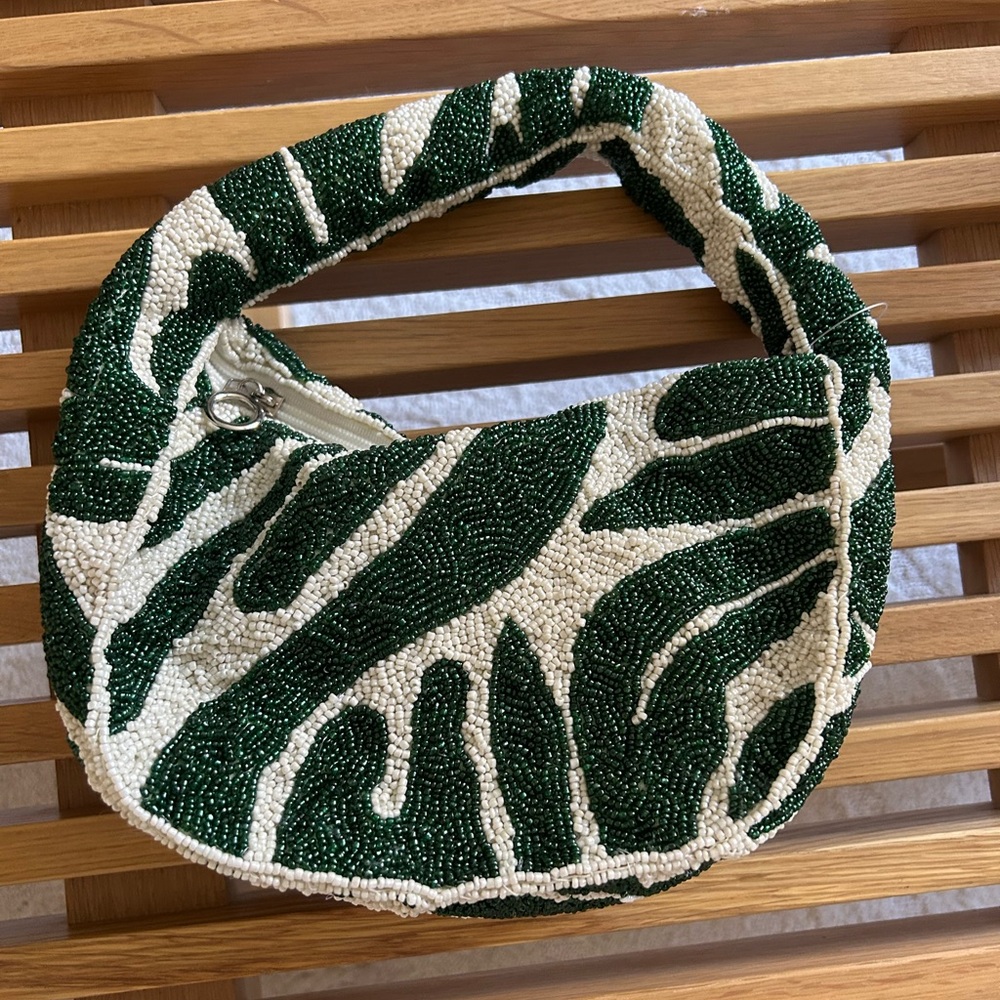 Sincerely Jules Green and White Beaded Bag- NWT